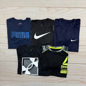 Lot Of 5 Athletic Long Sleeve Shirts Boys M 10-12 Nike Puma Under Armour etc.